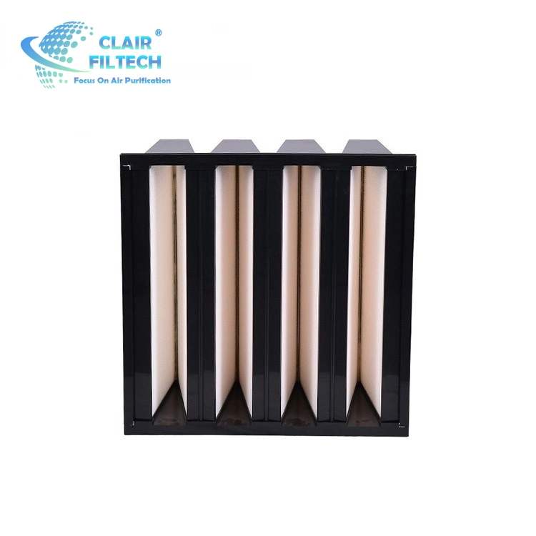 Clair High Quality Adsorption V Bank Activated Carbon Chemical Air HEPA Filter for Ventilation System Plastic Frame